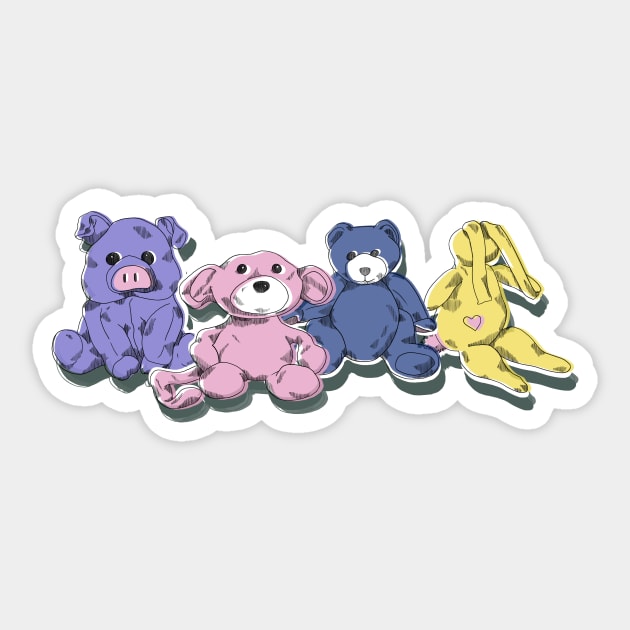 Stuffed pals Sticker by UrsulaRodgers